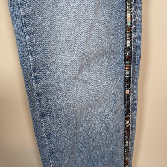 Zara Denim Embroidered Crystal Jeans Size 26 - Picture 3 of 10